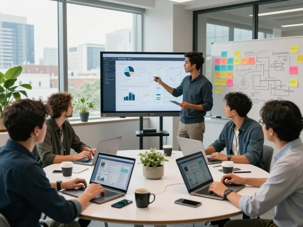 Siemens team collaborating on innovative energy technology solutions in a modern office