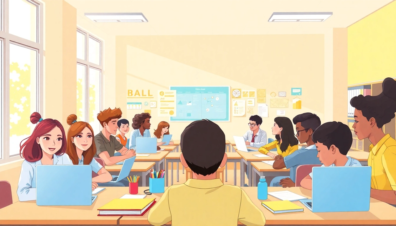 Engaged students in a bright classroom setting focusing on Education activities with interactive resources.