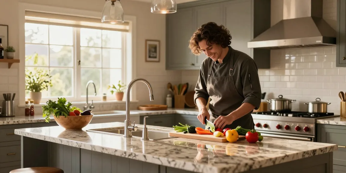 Stylish kitchen faucets for modern cooking showcased with vibrant vegetables and warm sunlight.
