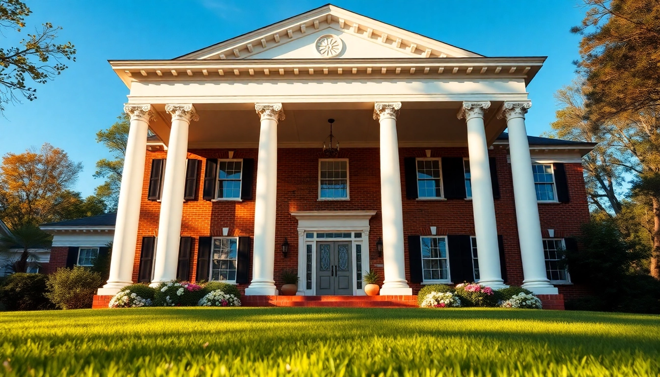 Explore a beautiful colonial home build with grand architecture and lush surroundings.