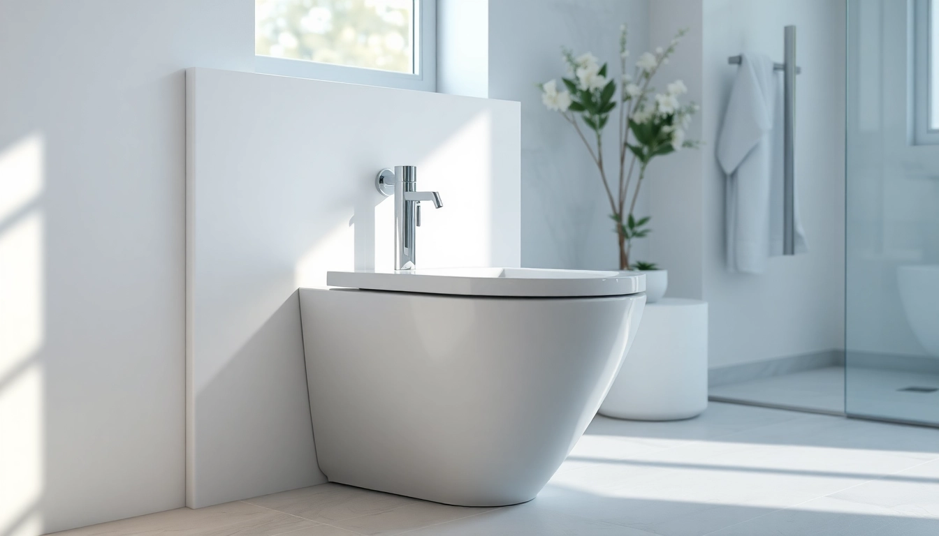 Installazione di un bidet moderno con design elegante in un bagno minimalista.