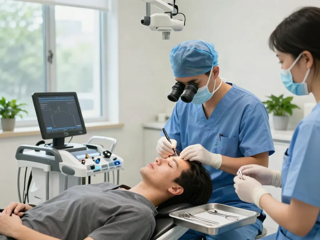 Hair Transplant procedure in a modern clinic with professional ambiance