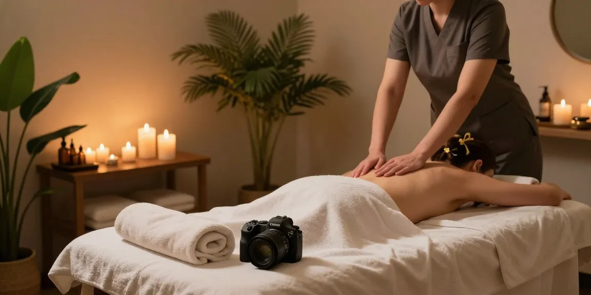 Massage therapist preparing Swedish massage in a tranquil spa setting.