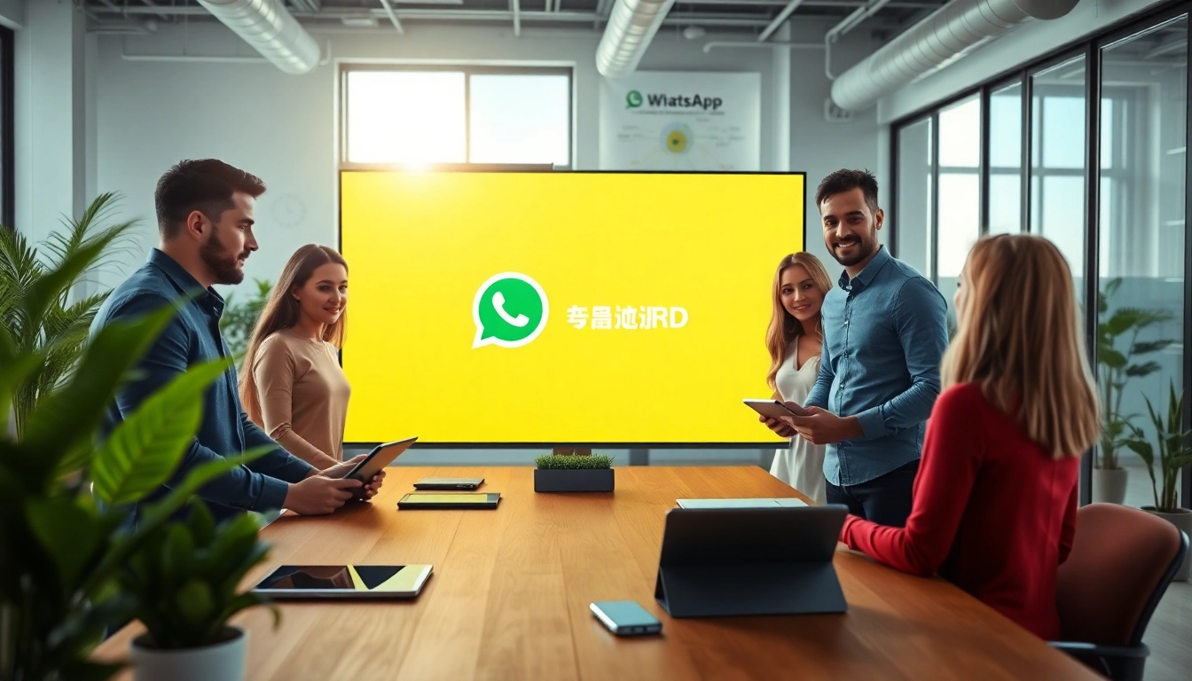 Enhance business efficiency with WhatsApp Smart CRM showcased in a collaborative workspace.