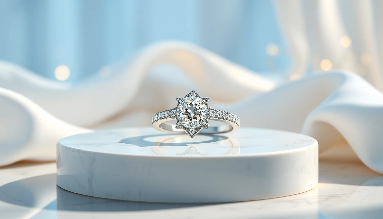 Admire the exquisite luxury rings reflecting elegance and craftsmanship on display.