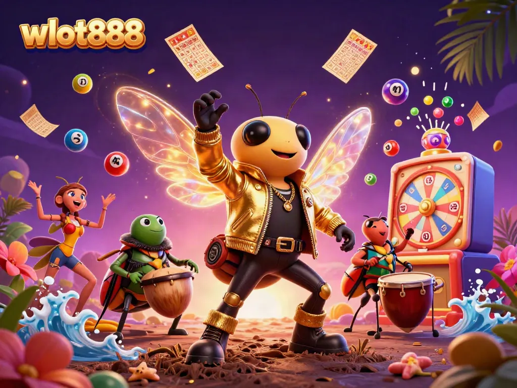 Menangkan jackpot dengan wslot888 melalui ilustrasi kasino menawan dengan karakter kartun dan elemen permainan.