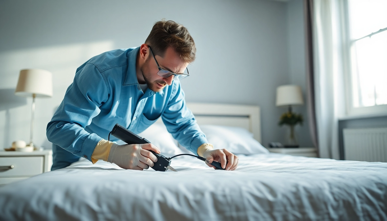 Effective extermination by waukesha bed bug exterminators in action during a home inspection.