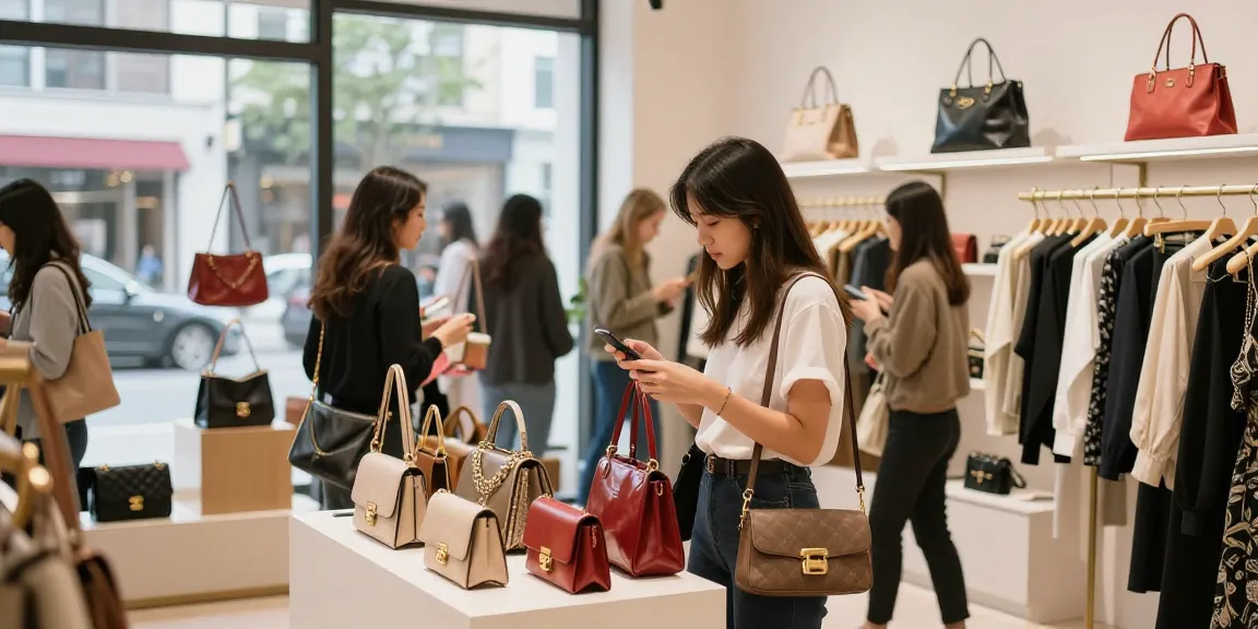 Engaging shopping experience at a 레플리카 쇼핑몰 featuring stylish accessories and vibrant displays.