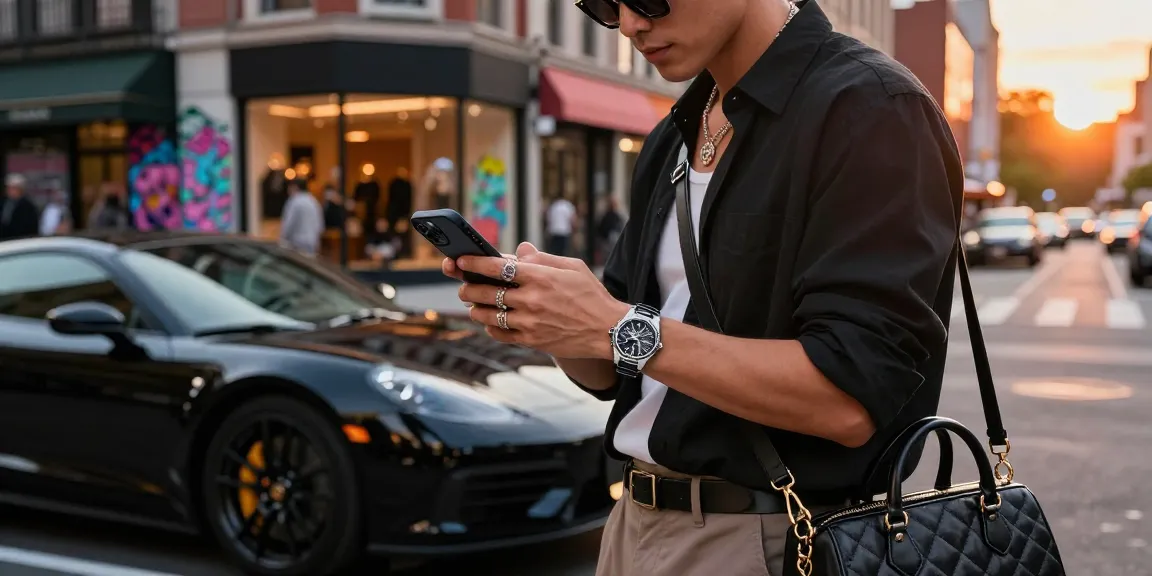 Stylish individual showcasing super clone watches in urban setting, exuding luxury and modern fashion.