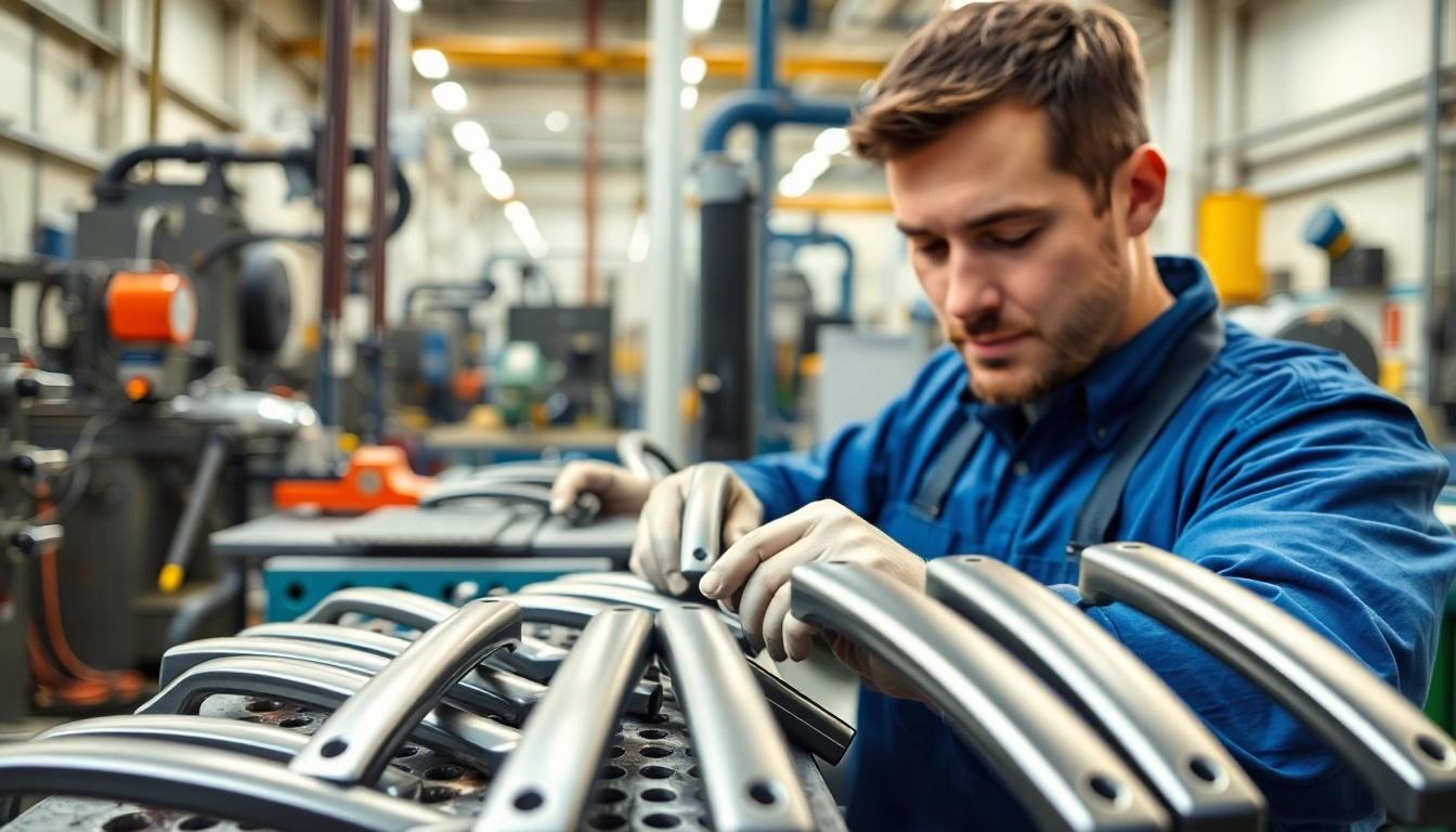 Crafting handles, a leading handle manufacturer demonstrating precision in a modern factory environment.