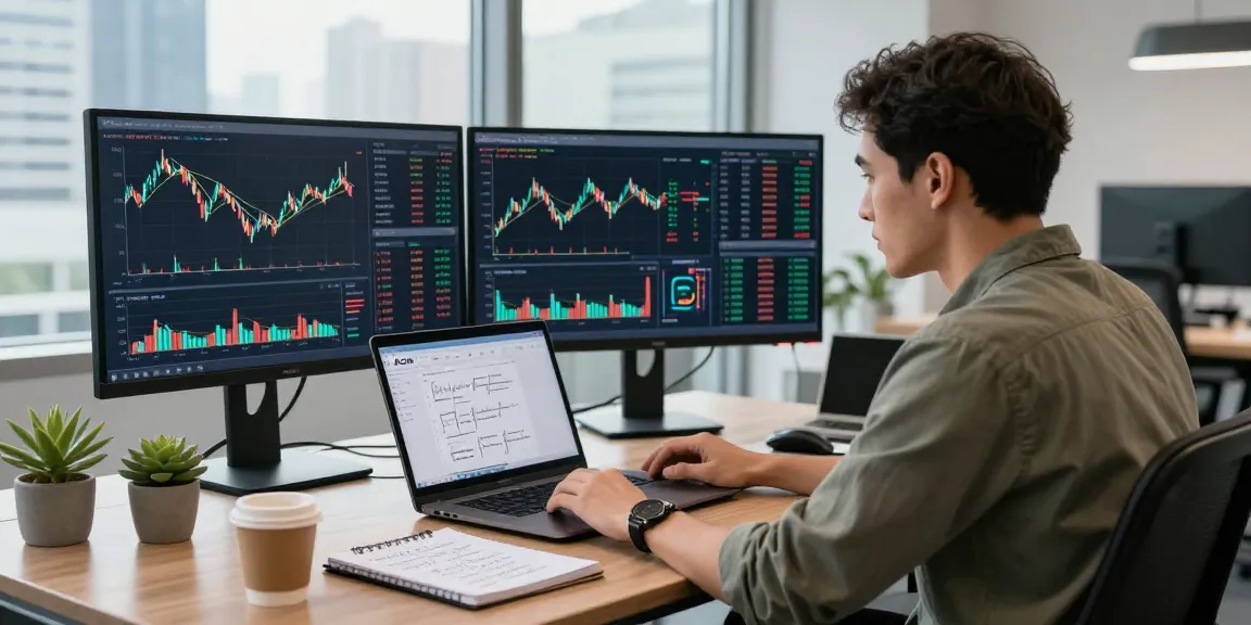 AiCoin 实时交易界面的专业交易员在现代办公室内分析市场数据。