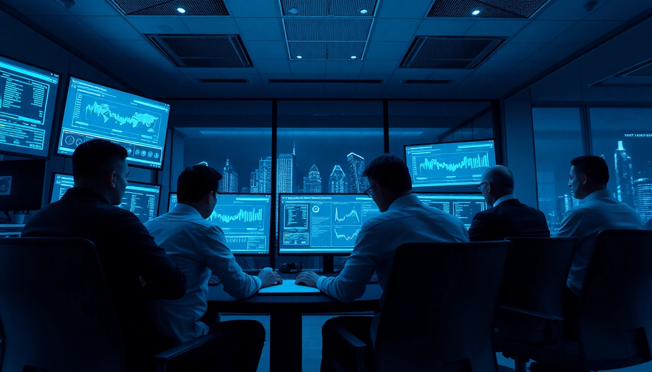 CIRT team collaborating in a high-tech office setting to manage cybersecurity threats.
