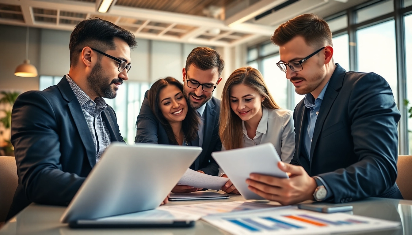 Learn how to build a sales team fast with a focused group strategy session in a modern office.