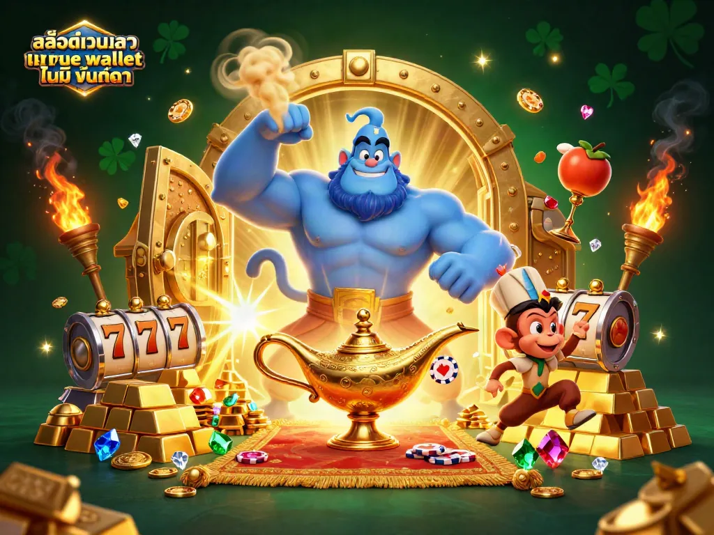 สล็อตเว็บตรง ฝากถอน true wallet ไม่มี ขั้นต่ํา ภาพการ์ตูน 3D ที่มีเจนีและลิง พร้อมการ์ดและสล็อต