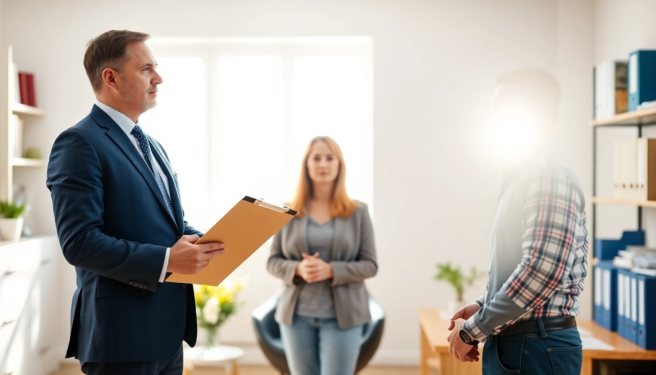 Public Adjuster Near Me helping a homeowner in a bright office setting, reinforcing trust and service.