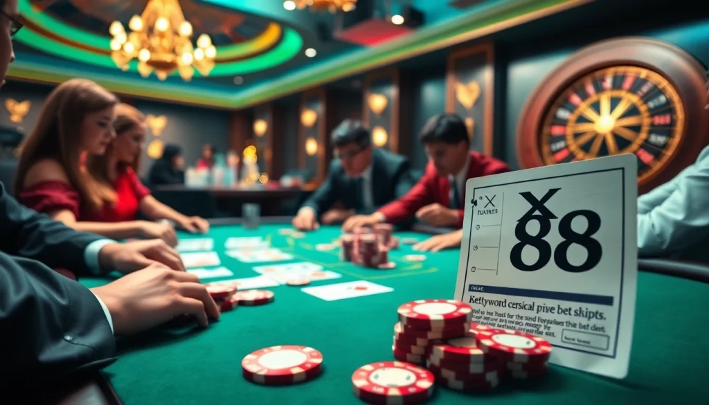 Experience the thrill of high-stakes gambling with XX 88 at an exciting poker table filled with vibrant cards.
