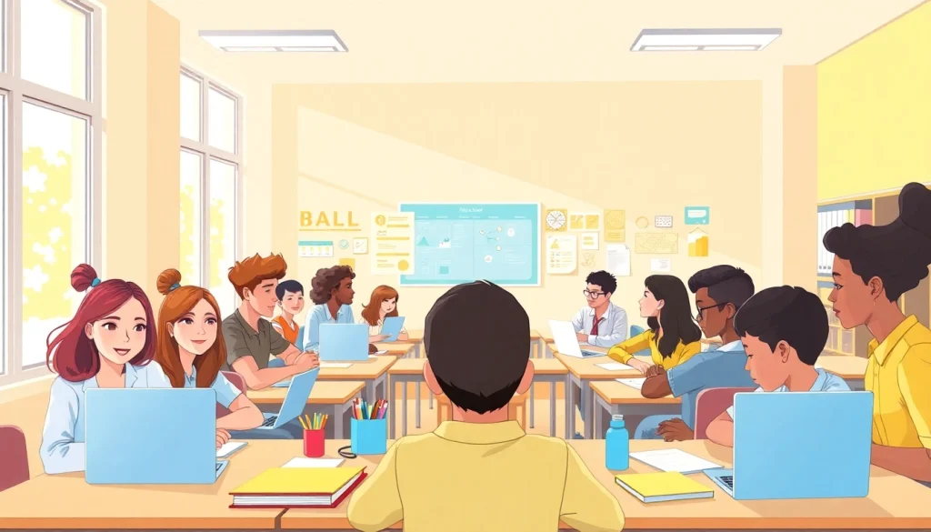 Engaged students in a bright classroom setting focusing on Education activities with interactive resources.