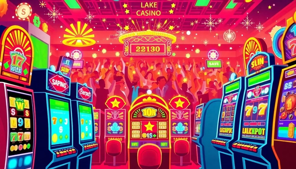 Menangkan slot gacor hari ini di kasino online dengan suasana meriah dan mesin slot penuh warna.