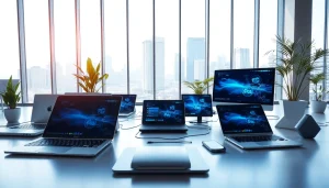 Engaging technology devices in a modern workspace showcasing innovative solutions.