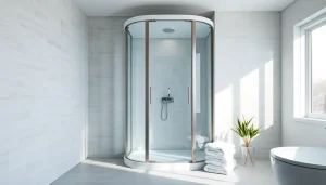 Die moderne sonni Duschkabine im Badezimmer bietet elegante Glaselemente und minimalistisches Design.