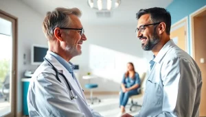 Health professional attentively examining a patient in a comforting clinic environment.