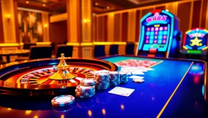 Engage with link to w88 at a vibrant casino table featuring roulette and colorful chips.