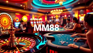 Experience the excitement of MM88 with vibrant gambling activities in a luxurious casino setting.