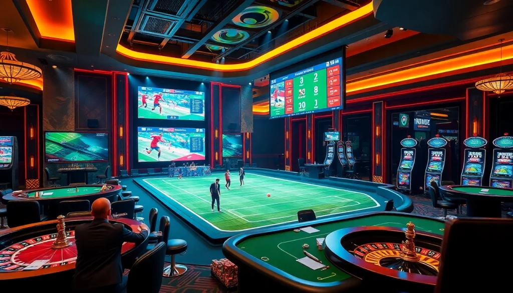 Betting on live Bong da lu matches in a luxurious casino atmosphere with high-stakes action.