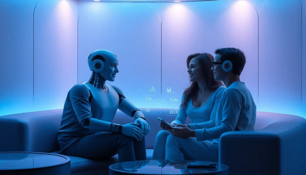 Engaging scene of AI companions in an intimate setting exploring ai sex with human interactions.