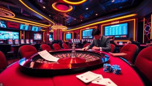 Experience thrilling betting action at MM88 with vibrant casino tables and exciting game elements.