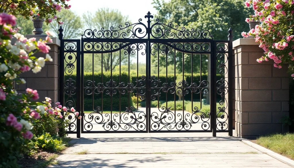 Stunning custom steel gates enhancing a garden's elegance and security.
