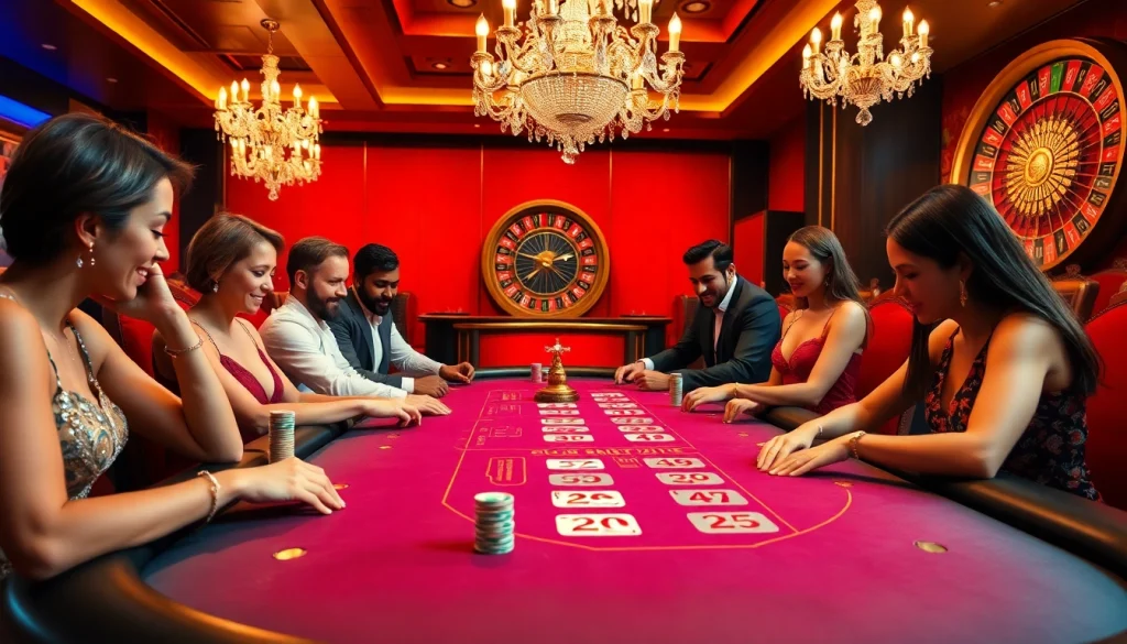 Experience excitement at the Go8 casino table with players engaged in thrilling blackjack.