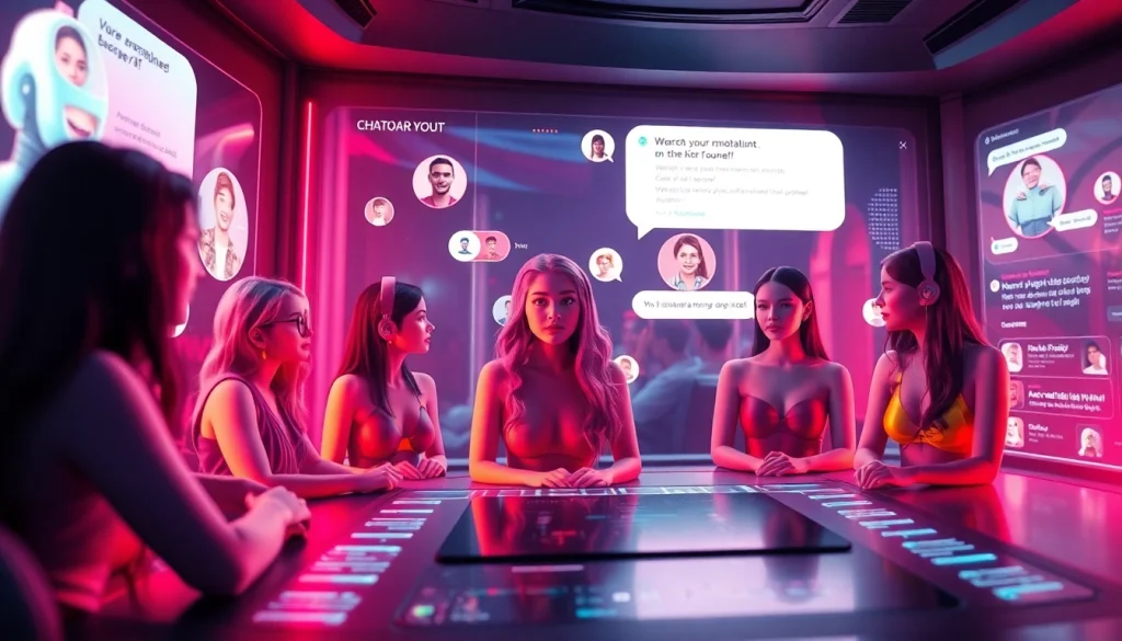 Engaging sex chat AI experience with vibrant avatars and a modern interface