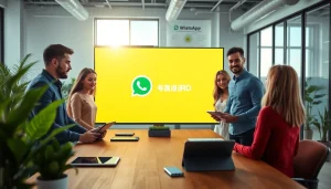 Enhance business efficiency with WhatsApp Smart CRM showcased in a collaborative workspace.