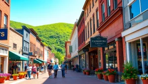 Discovering Clarksburg's vibrant local shops and historic architecture on a sunny day.