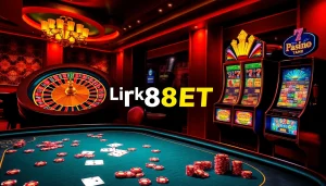 Engage in high-stakes gameplay with Link F8BET’s vibrant online casino interface showcasing roulette and poker.