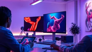 Professional designers creating NSFW AI images in a modern tech office.