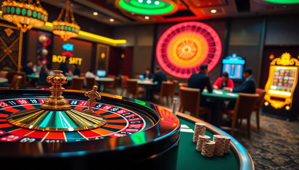 Experience the excitement of high-stakes gambling in a vibrant casino scene featuring BDTK666 elements.