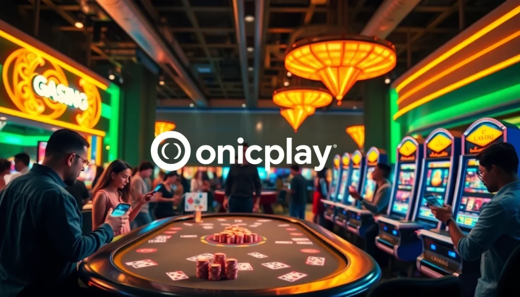Engaging online gambling action with Onicplay's vibrant gaming interface and players.