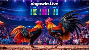 Exciting live cockfighting event at dagawin.live with dynamic battles and engaged spectators.