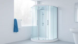 Die duschkabine 100x100 in einem modernen Badezimmer mit eleganten Fliesen und natürlichem Licht.