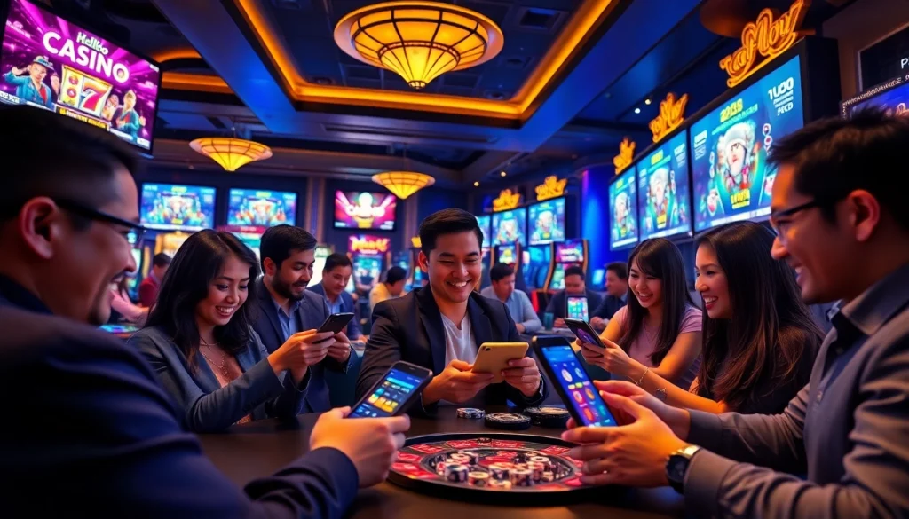Exciting online casino experience at hello88win.live with diverse players enjoying various games.