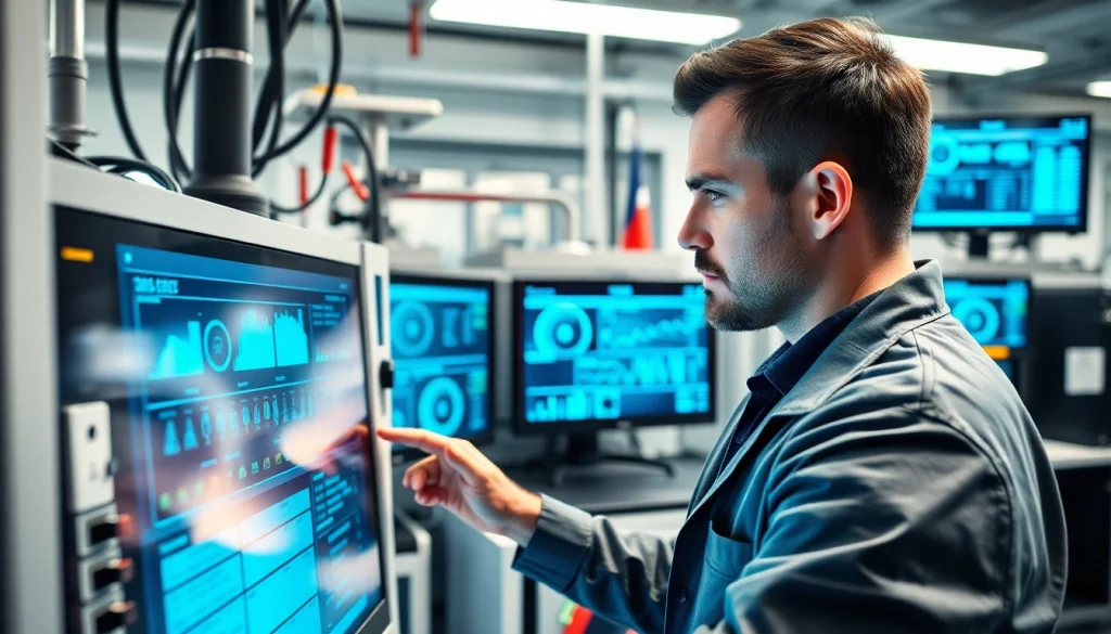 Engineer configuring the das 140 system in a high-tech lab with advanced machinery.