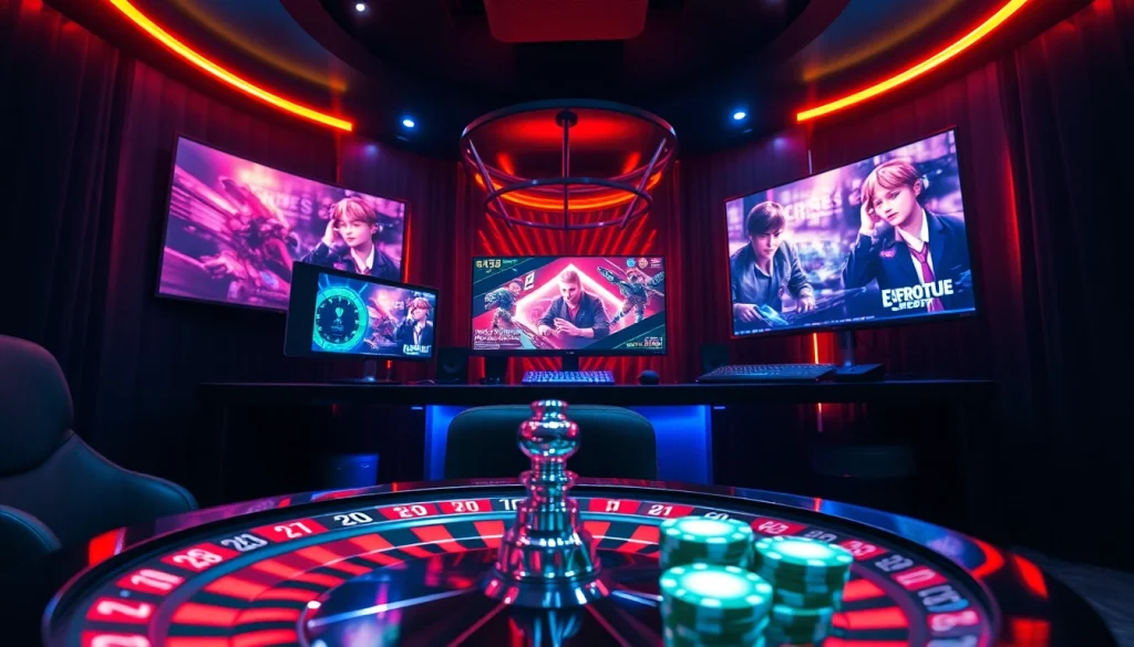 Watch Trực tiếp esports action with high-tech gaming setups and exciting casino elements.