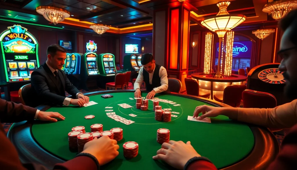 High-stakes poker at a casino table with hidden wiki onion references, showcasing strategy and excitement.