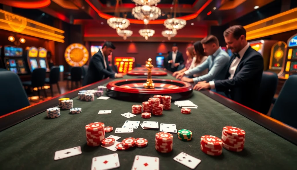 Visualize gamblers at a casino table playing strategically, reflecting the essence of hello88 .com.