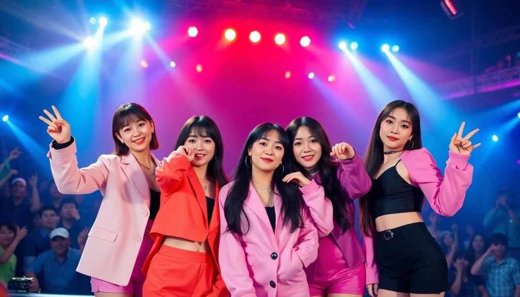 Portrait of the blackpink members showcasing their unique styles and dynamic stage presence.