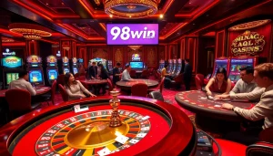 Experience the thrill of winning at 98win.com with vibrant casino tables and engaged players.