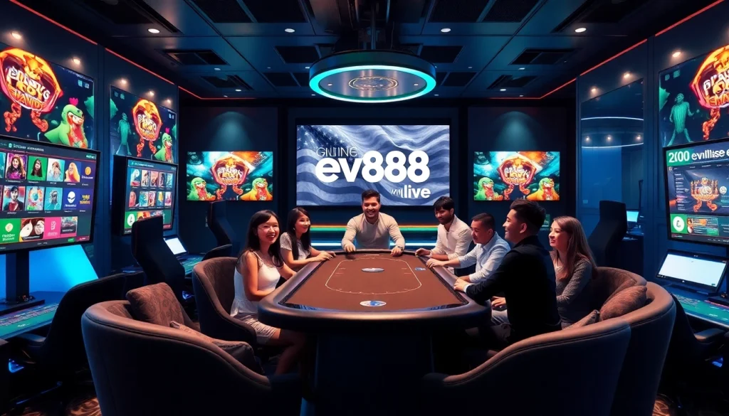 Exciting online casino experience on ev88win.live with players and a live dealer.