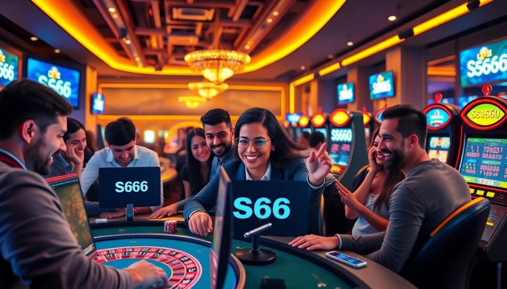 Experience the excitement of online gaming at s666.nyc with diverse players and vibrant casino scenes.